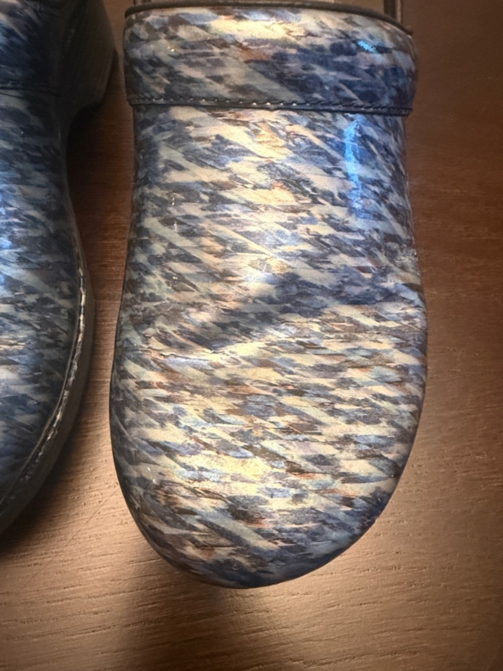 Dansko Blue Multi Patterned Clogs - Picture 3 of 4